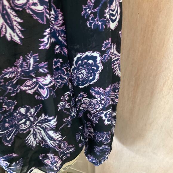 Veronica Beard silk floral black purple lace fairy pleat sleeve blouse goth 12 - Picture 13 of 15